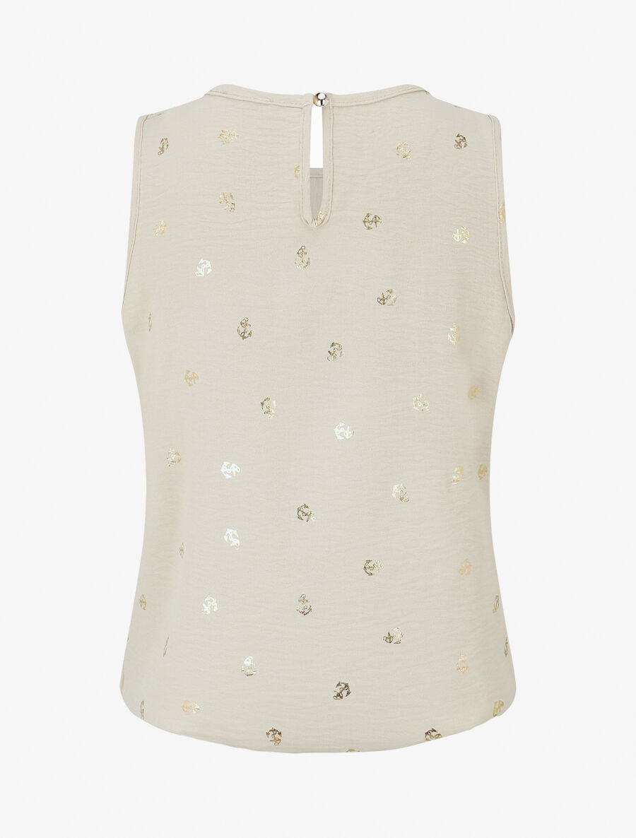 Top sans manches motif ancres irisées - Beige - 2