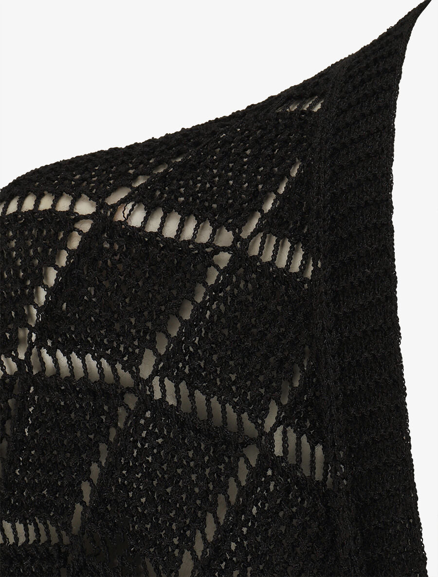 Gilet ouvert à maille ajourée - Noir - 3