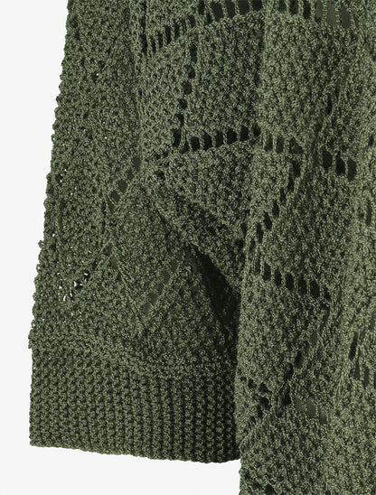 Gilet ouvert à maille ajourée - Kaki - 3