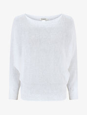 Pull uni en maille ajouré au dos - Blanc - 1