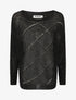 Pull en maille ajourée à motif quadrillé - Noir - 1