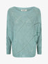 Pull en maille ajourée à motif quadrillé - Turquoise - 1