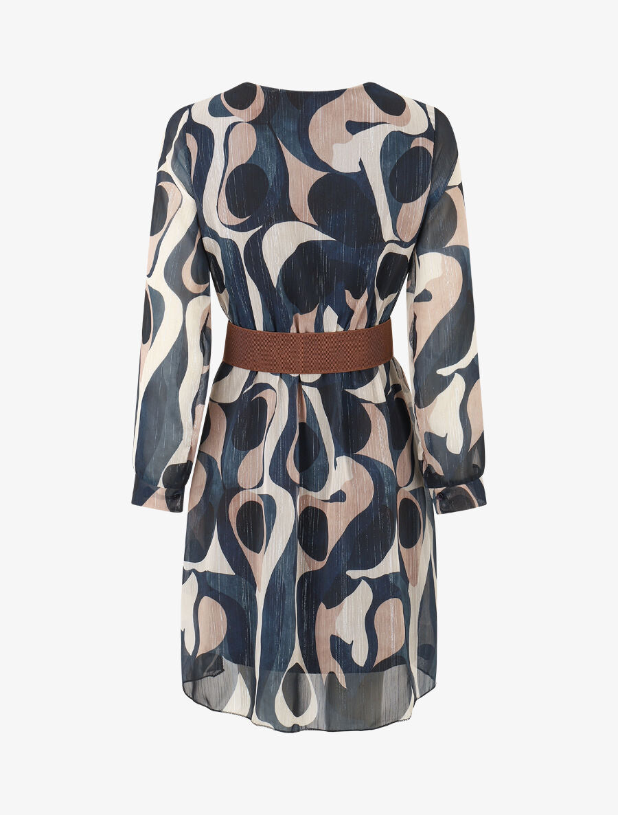 Robe patineuse imprimé rétro irisé - Marine - 2