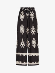 Pantalon ample à imprimé ikat - Noir - 1