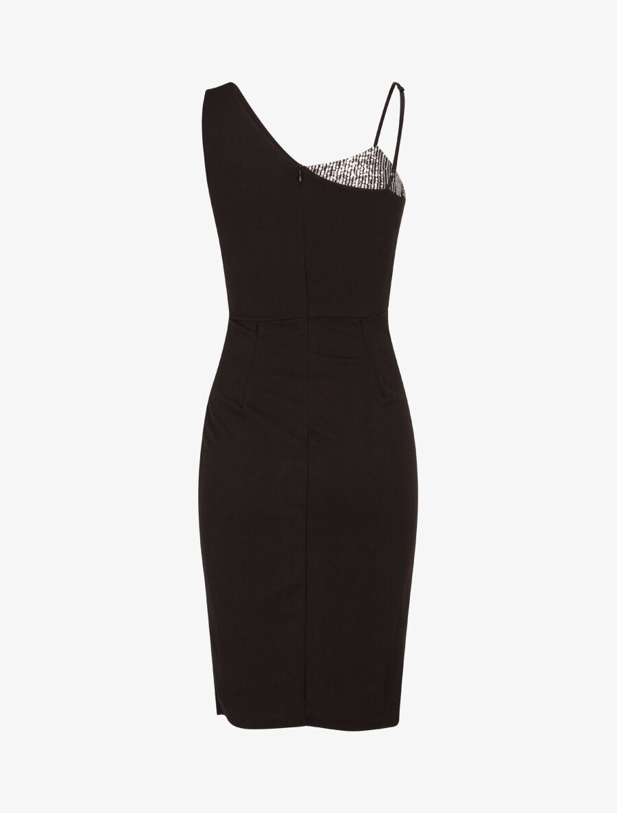 Robe moulante à côté incrusté de sequins - Argent - 2