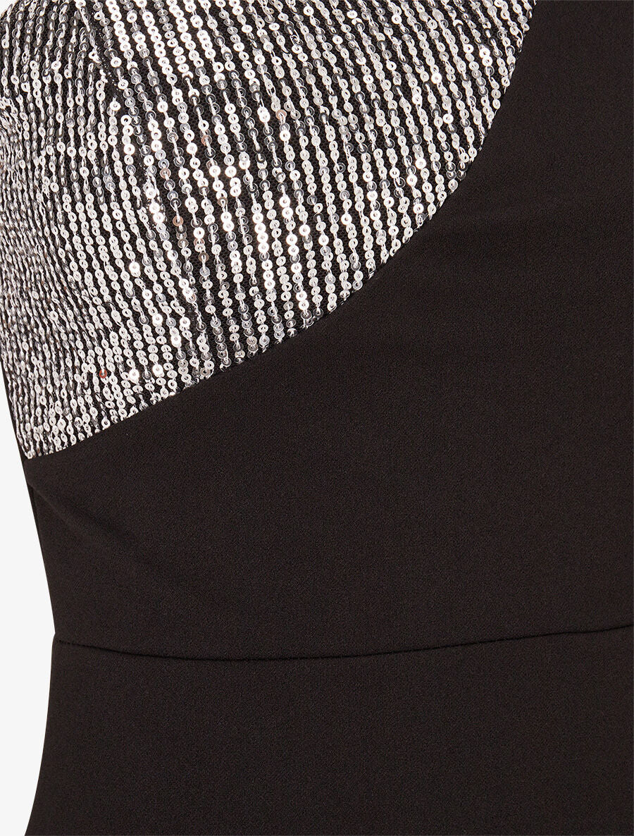 Robe moulante à côté incrusté de sequins - Argent - 3