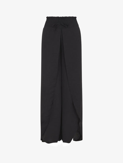 Pantalon tulipe uni à taille élastiquée - Noir - 4