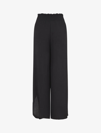 Pantalon tulipe uni à taille élastiquée - Noir - 2