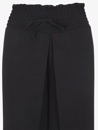 Pantalon tulipe uni à taille élastiquée - Noir - 3