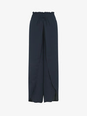 Pantalon tulipe uni à taille élastiquée - Marine - 1