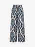 Pantalon à taille haute élastiquée imprimé abstrait - Marine - 1