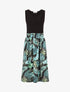 Robe midi évasée sans manches imprimé tropical - Noir - 1