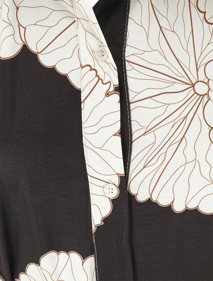 Robe chemise longue imprimé floral - Noir - 3