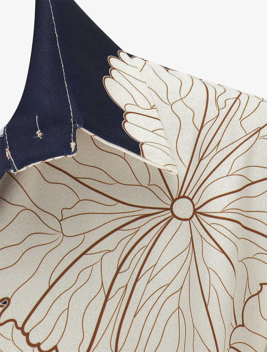 Robe chemise longue imprimé floral - Marine - 3