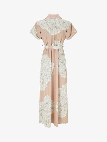 Robe chemise longue imprimé floral - Beige - 2