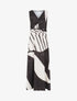 Robe longue élastiquée imprimé fantaisie - Noir - 1