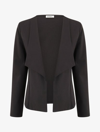 Veste en coton à col droit - Noir - 4