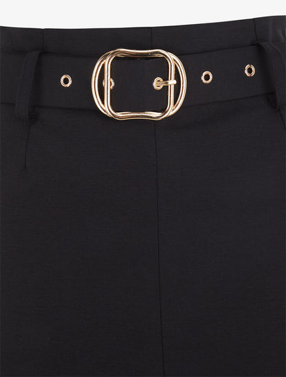 Jupe droite mi-longue unie - Noir - 3