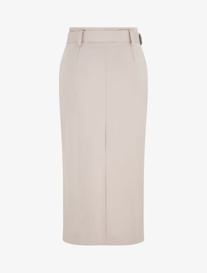 Jupe droite mi-longue unie - Beige - 2