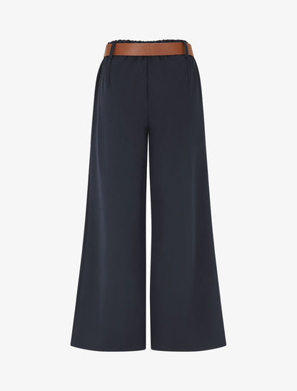 Pantalon long uni élastiqué - Marine - 2