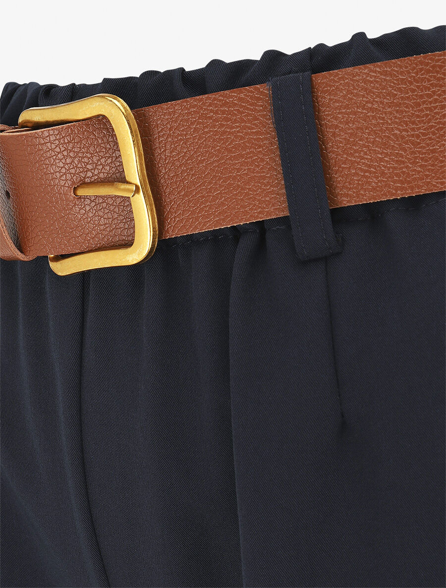 Pantalon long uni élastiqué - Marine - 3