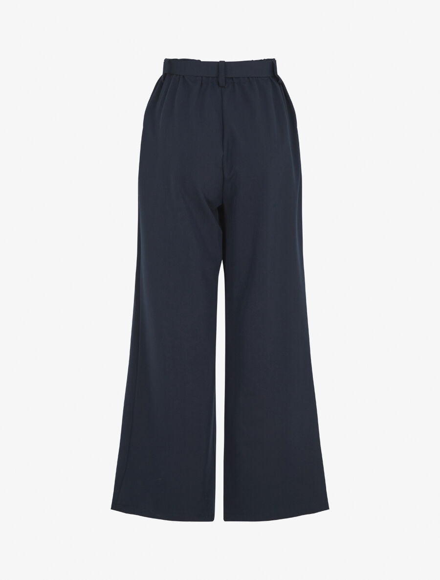 Pantalon ample à taille élastiquée - Marine - 2