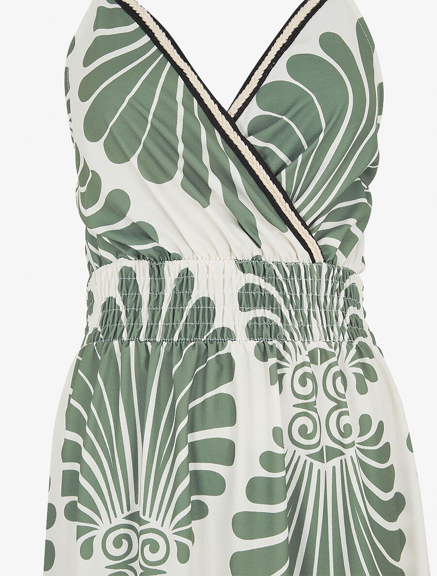 Robe longue à taille élastiquée imprimé fantaisie - Kaki - 3