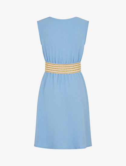 Robe unie à bande élastiquée - Bleu ciel - 2