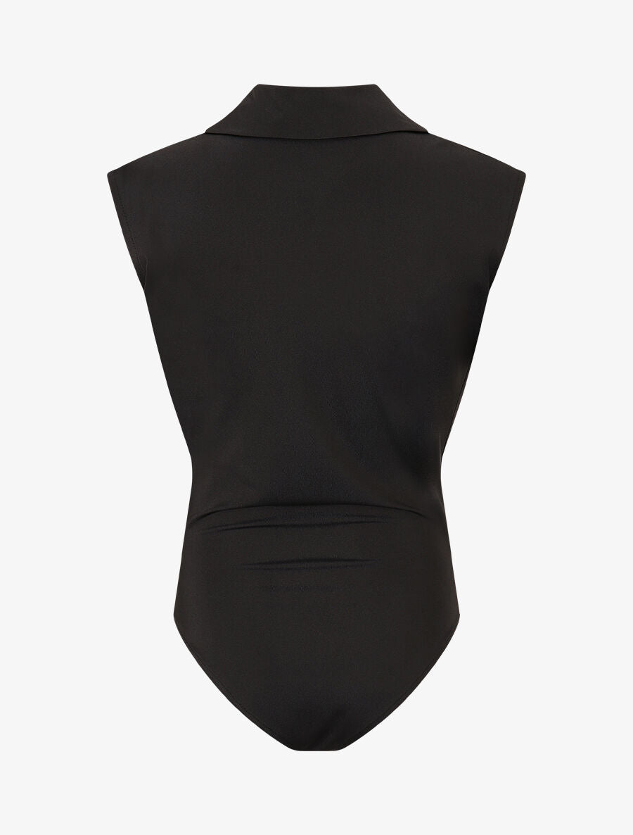 Body uni à col bénitier - Noir - 2