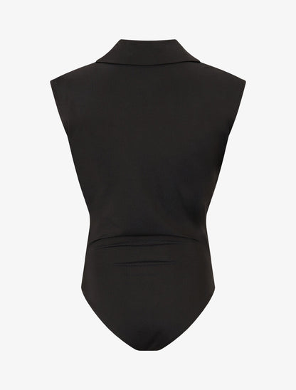 Body uni à col bénitier - Noir - 2