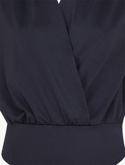 Body uni à col cache-coeur - Marine - 3