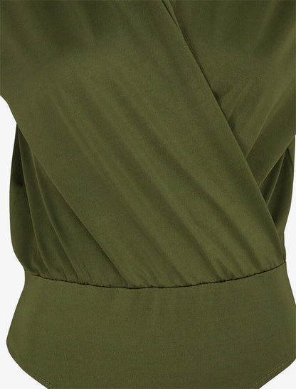 Body uni à col cache-coeur - Kaki - 3