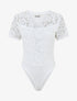 Body en dentelle manches courtes - Blanc - 1