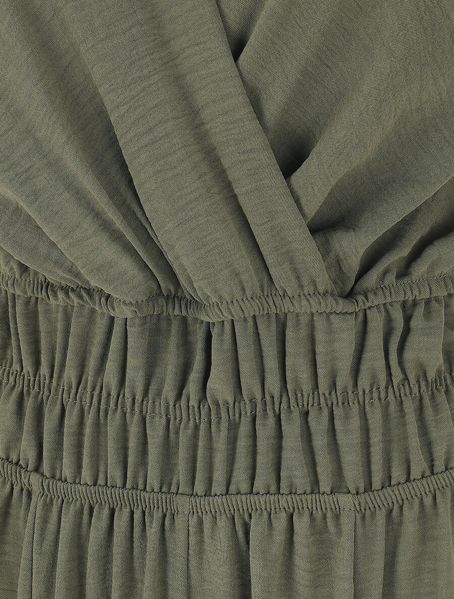 Combinaison unie coupe droite sans manches - Kaki - 3