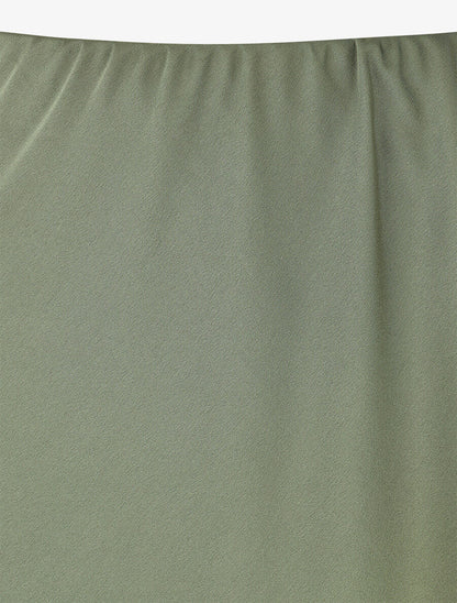 Jupe longue satinée unie - Kaki - 3