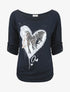 Pull à coeur irisé et sequins - Marine - 1