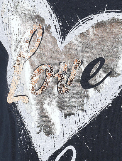 Pull à coeur irisé et sequins - Marine - 3