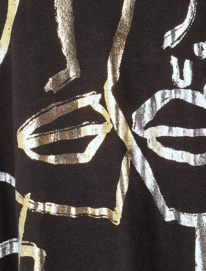 Pull fin droit flocage stylisé irisé - Noir - 3