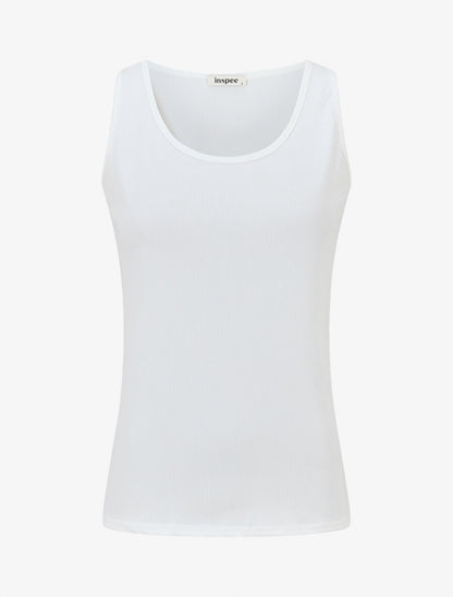 Débardeur côtelé basique coupe ajustée - Blanc - 1
