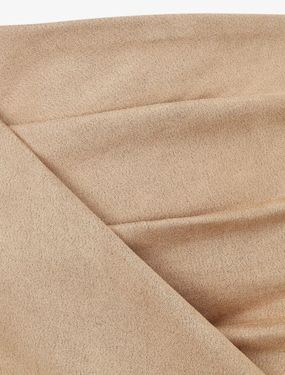 Jupe courte en suédine effet drapé - Beige - 3