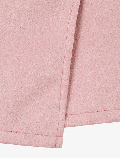 Jupe courte zippée en suédine - Rose - 3