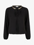 Blouse unie à nouer et col a sequins - Noir - 4