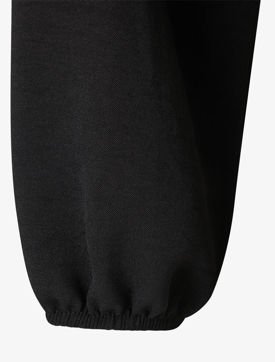 Blouse unie à nouer et col a sequins - Noir - 3