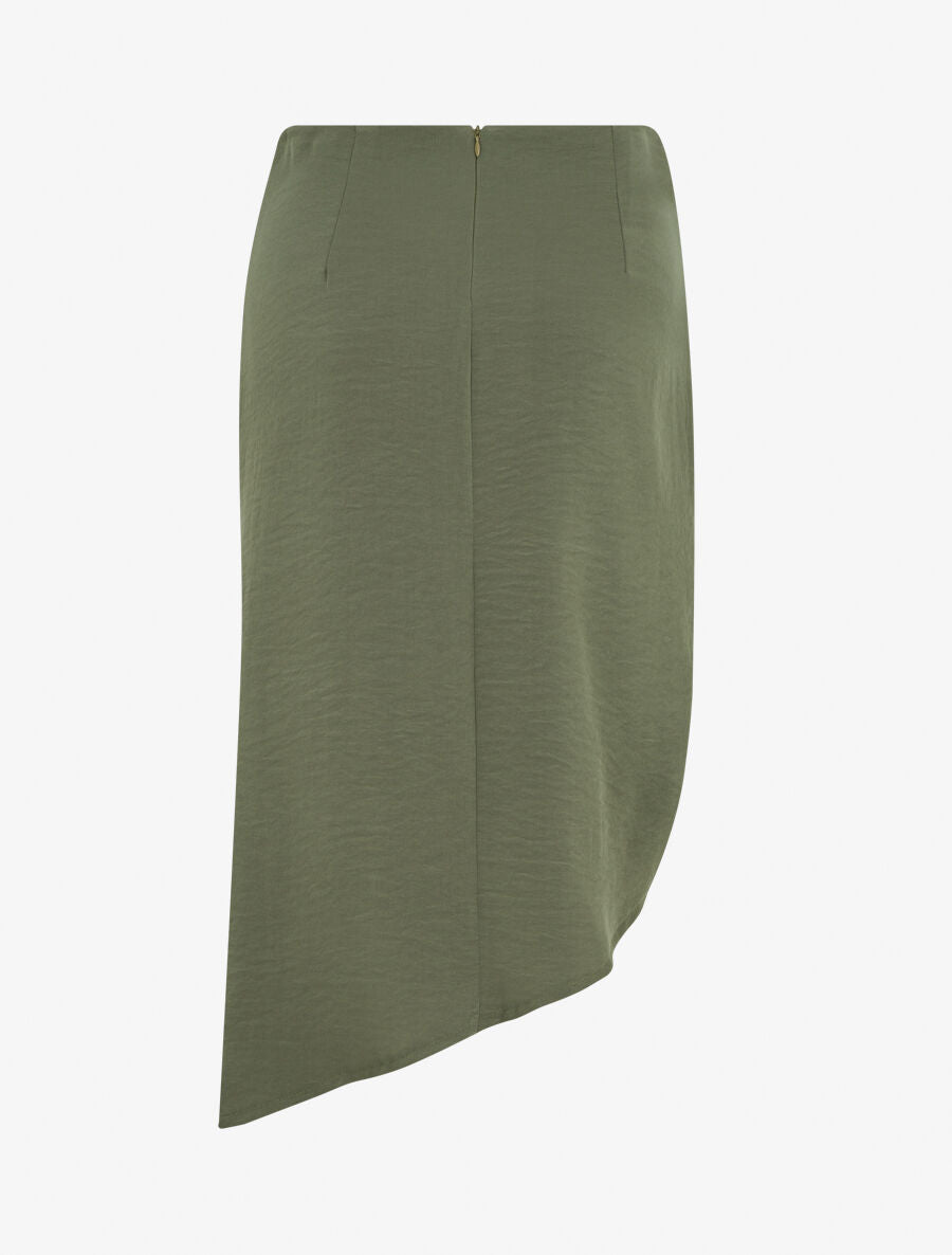 Jupe uni asymétrique effet drapé - Kaki - 2