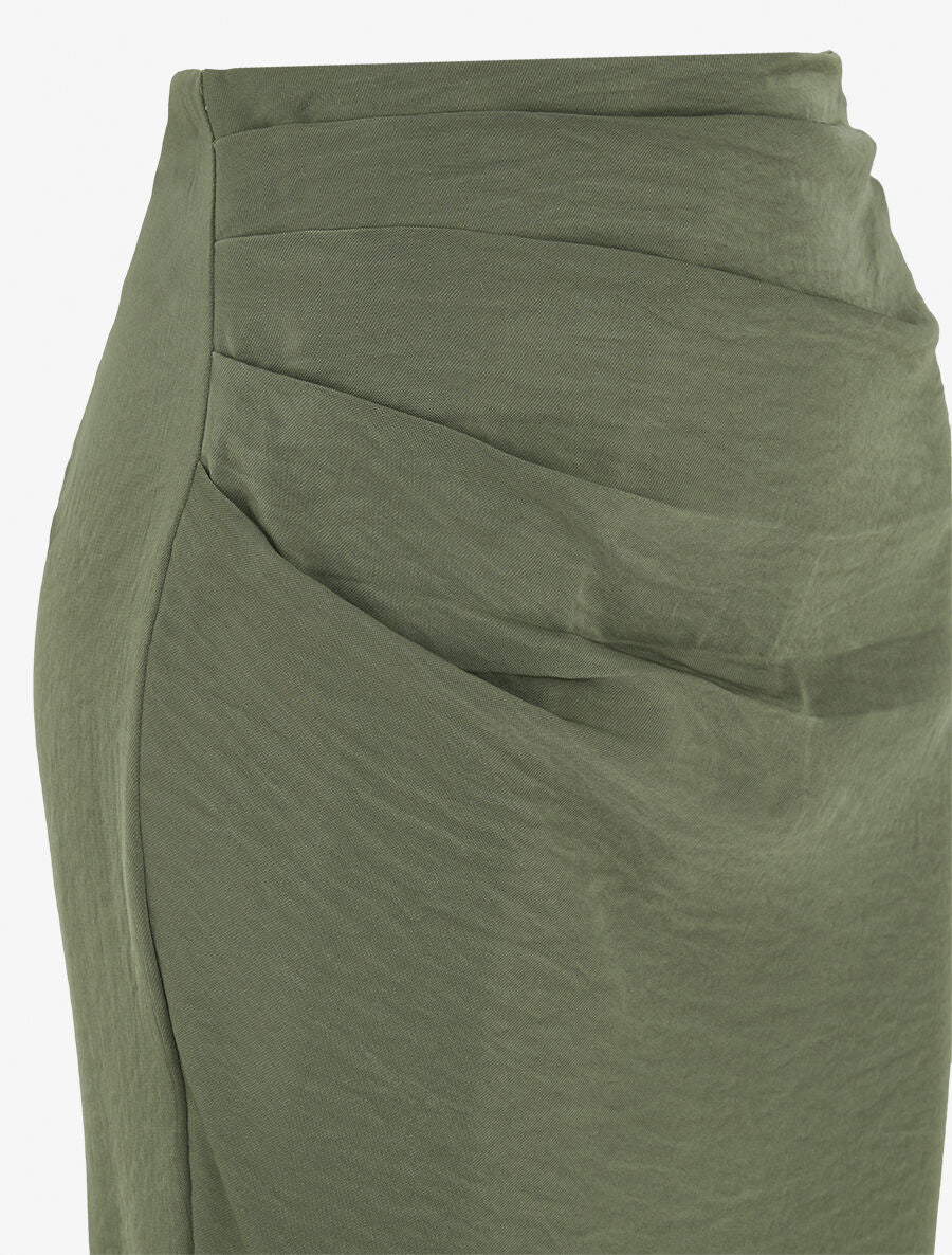 Jupe uni asymétrique effet drapé - Kaki - 3