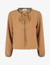 Blouse unie à nouer et col a sequins - Camel - 4