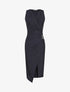 Robe satinée unie à boucle - Marine - 4