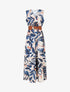 Robe longue élastiquée imprimé feuillage - Marine - 1