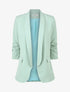 Blazer uni à manches froncées - Vert clair - 1