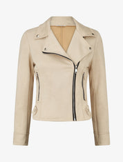 Jacke im Wildleder-Look im Bikerstil - Beige